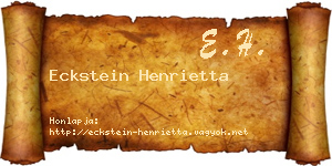 Eckstein Henrietta névjegykártya